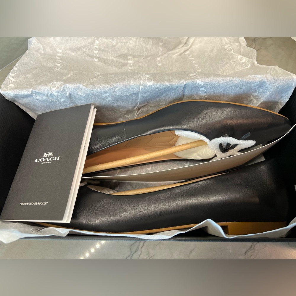 Elegant Coach Black Leather Ballet Flats - Picture 3 of 9
